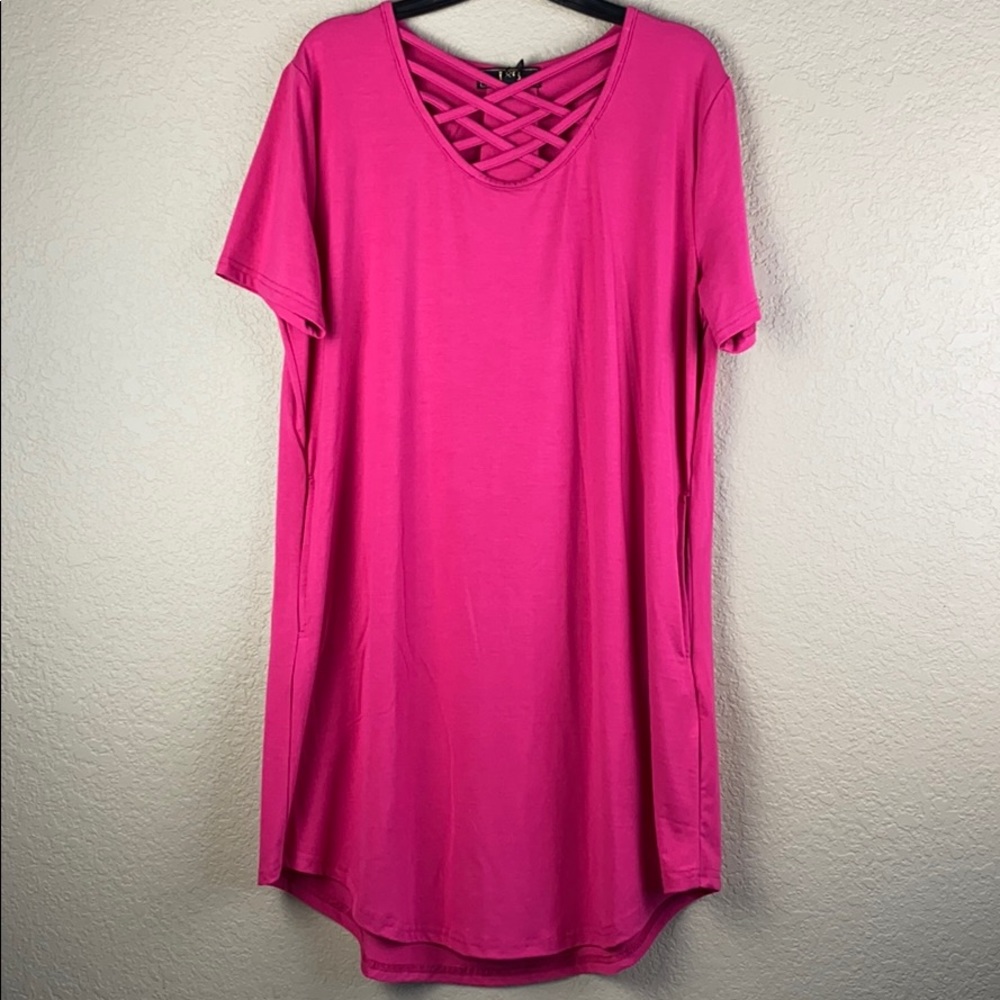 short sleeve discos dress with pockets • size S